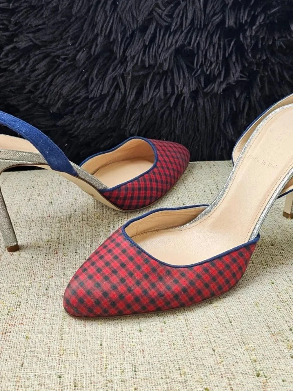 J.Crew Women Heels Pump Shoes Fabric Upper Sandal Made in Italy Size 7
